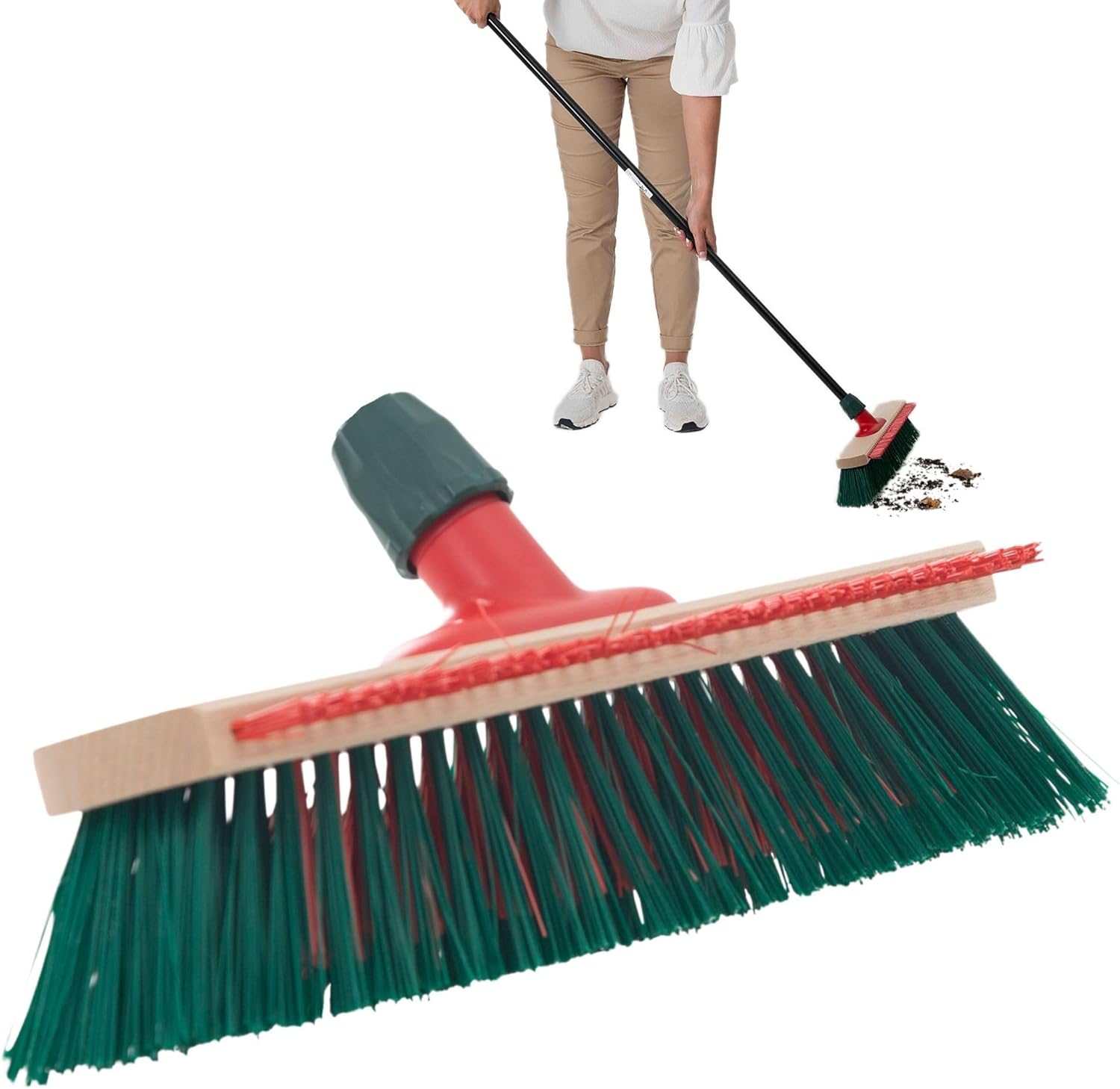 Novaliv Gartenbesen Elaston 40 cm Besenkopf mit Kratzleiste Elaston Borsten Ideal als Besen drau&szlig;en Stra&szlig;enbesen Harte Borsten Terassenbesen Hofbesen Stallbesen Kehrbesen Industriebesen Outdoor Broom 