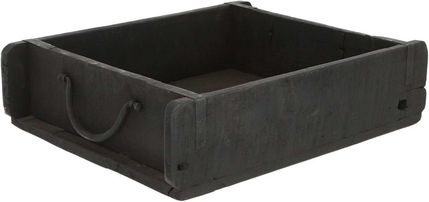 Novaliv Holzkiste Vintage Schwarz 30 x 25 x 8 cm Alte Ziegelform Holz Gro&szlig; Allzweckkiste aus recyceltem Altholz Jede Form EIN Unikat ? Vintage Kiste Deko 