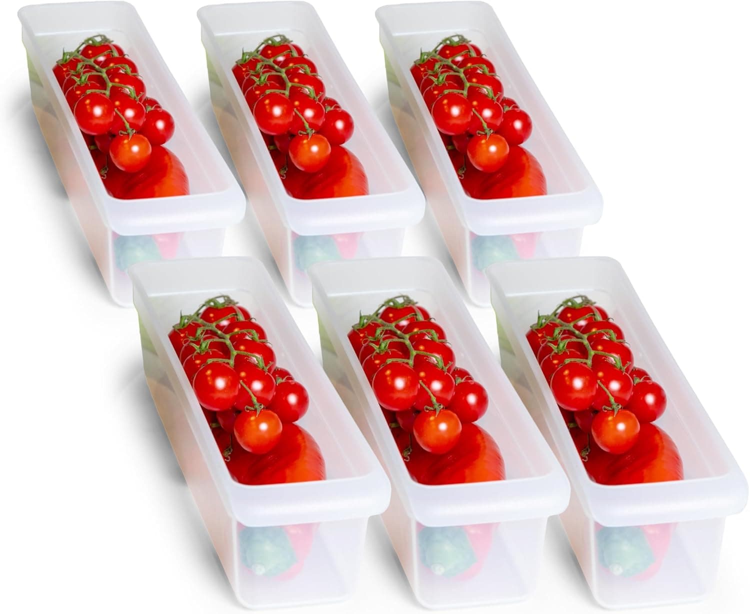 Novaliv 6X K&uuml;hlschrank Organizer 30,5 x 7,5 x 8 cm BPA-frei Ordnung Made in Germany Lebensmittelecht K&uuml;hlschrank Organizer Gem&uuml;se Sp&uuml;hlmaschinenfest Ordnungssystem K&uuml;hlschrank Flaschen Organizer 