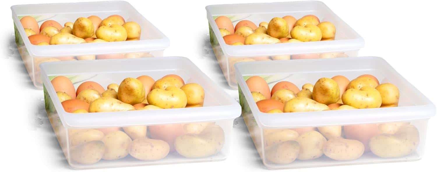 Novaliv 4X K&uuml;hlschrank Organizer 30 ,5 x 7 ,5 x 22 cm BPA-frei K&uuml;chenordnung Made in Germany vorratskammer Organizer Lebensmittelecht Aufbewahrung f&uuml;r K&uuml;che Waschk&uuml;che Ordnungssystem K&uuml;hlschrankfach 
