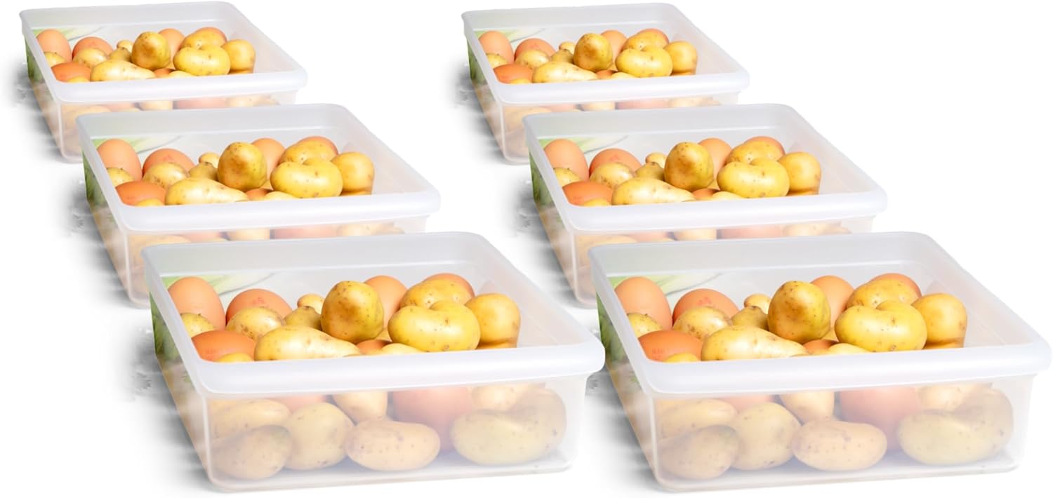 Novaliv 6X K&uuml;hlschrank Organizer 30 ,5 x 7 ,5 x 22 cm BPA-frei K&uuml;chenordnung Made in Germany K&uuml;hlschrank Beh&auml;lter Lebensmittelecht Aufbewahrung f&uuml;r K&uuml;che Waschk&uuml;che Ordnungssystem K&uuml;hlschrankfach 