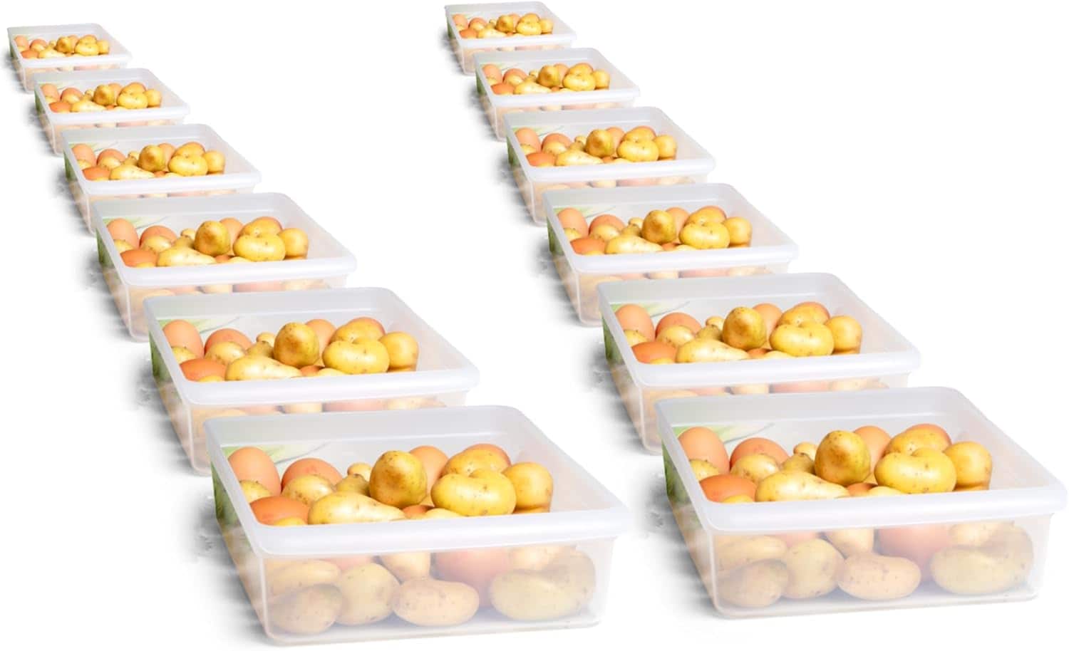 Novaliv 12x K&uuml;hlschrank Organizer 30,5 x 7,5 x 22 cm BPA-frei K&uuml;chenordnung Made in Germany K&uuml;hlschrankzubeh&ouml;r Lebensmittelecht Aufbewahrung f&uuml;r K&uuml;che Waschk&uuml;che Ordnungssystem K&uuml;hlschrankfach 