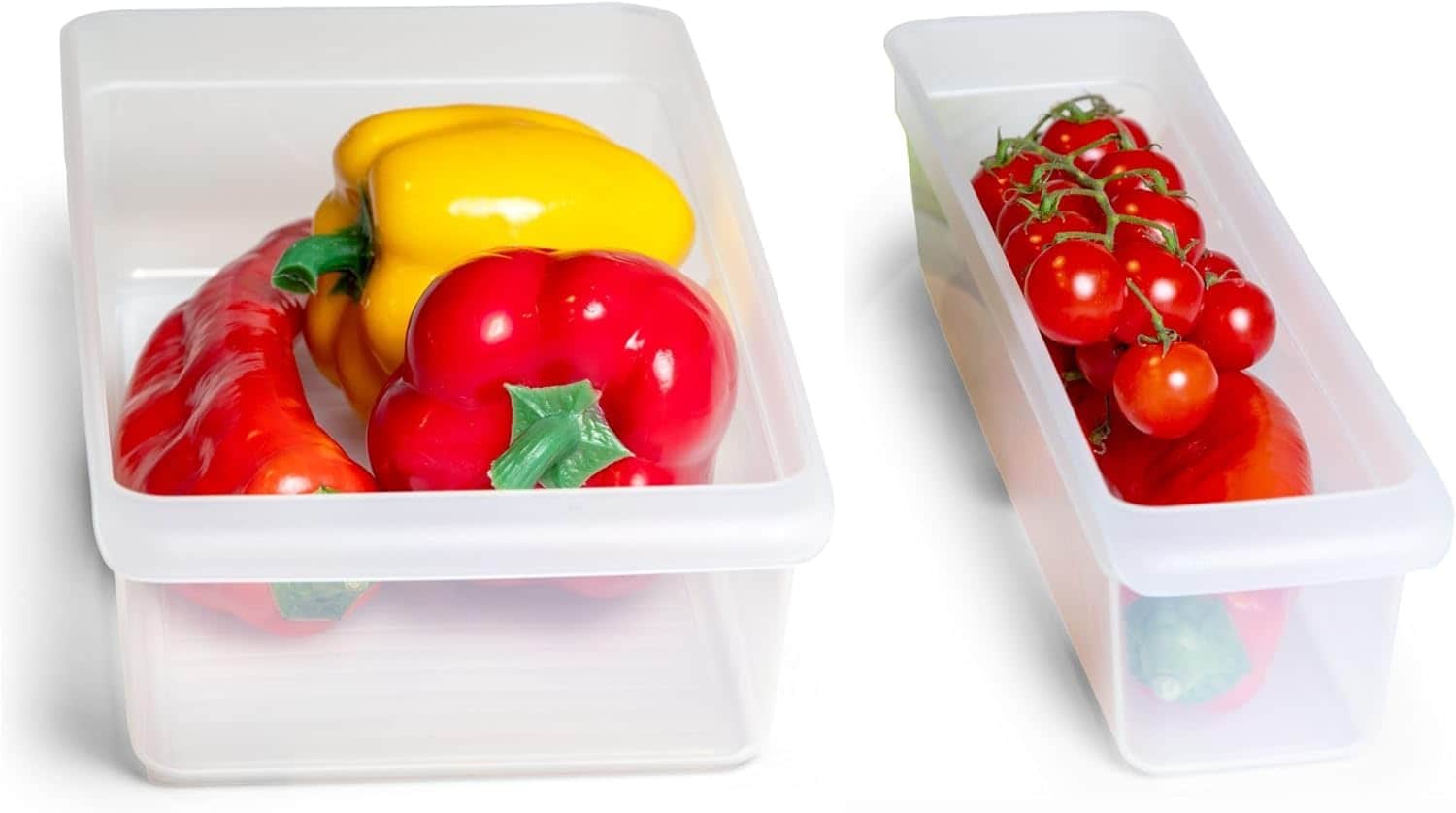 Novaliv K&uuml;hlschrank 2er Set Organizer K&uuml;hlschrank Klein + Mittel BPA-frei K&uuml;chenordnung k&uuml;chenorganizer K&uuml;hlschrankorganizer Lebensmittelecht FFlaschen Organizer Ablagefach K&uuml;hlschrankfach 
