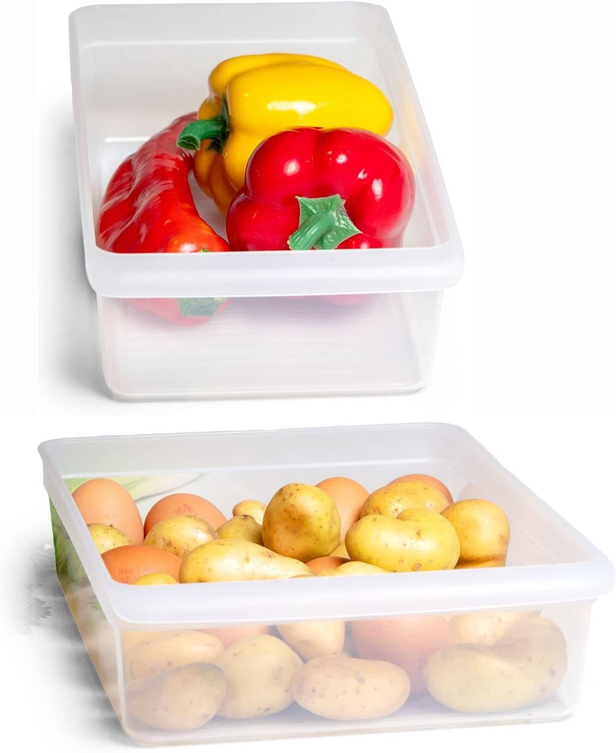Novaliv K&uuml;hlschrank 2er Set Organizer K&uuml;hlschrank Mittel + Gro&szlig; BPA-frei K&uuml;chenordnung k&uuml;chenorganizer K&uuml;hlschrankorganizer Lebensmittelecht FFlaschen Organizer Ablagefach K&uuml;hlschrankfach 