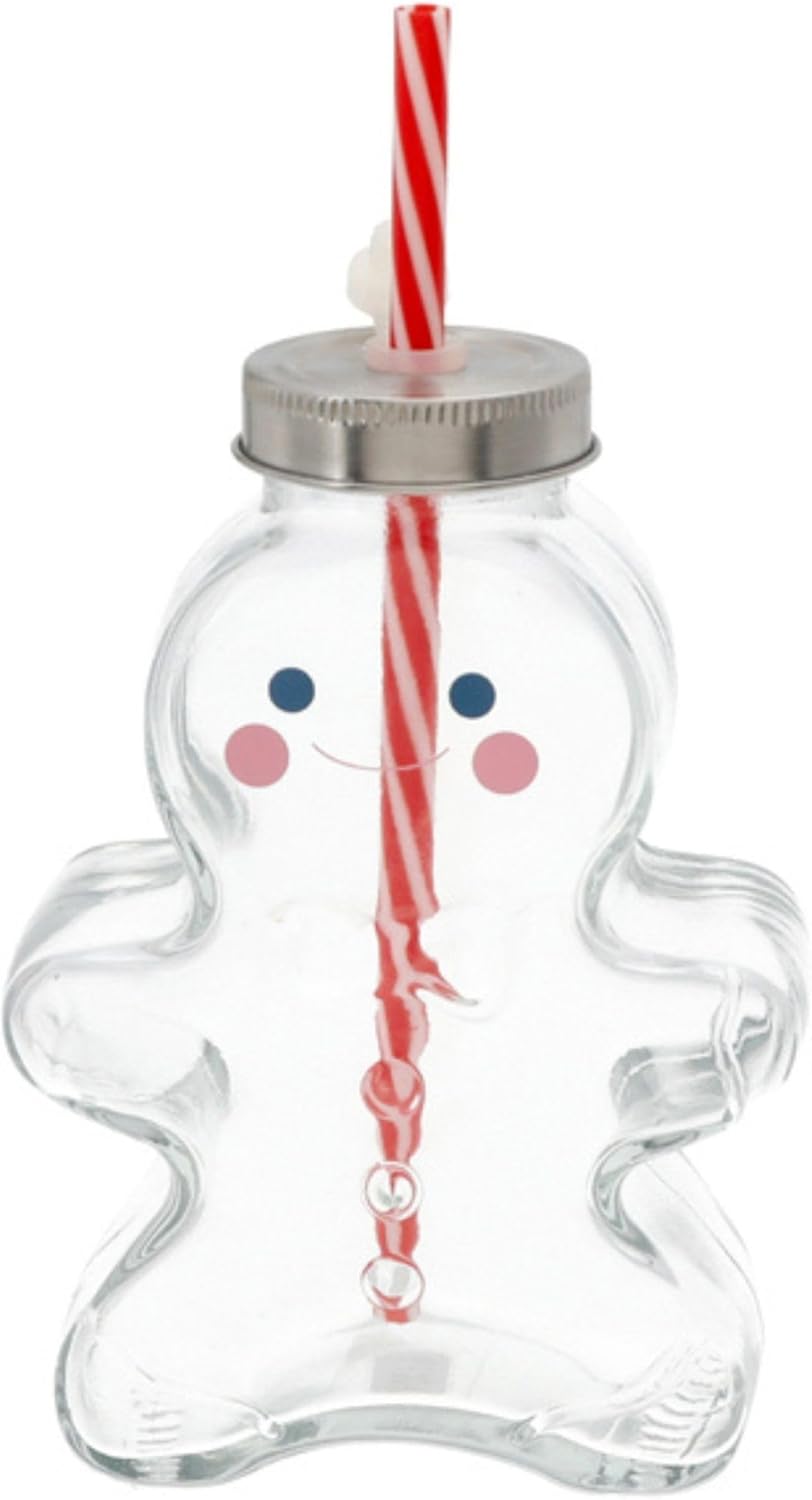 Novaliv Tasse Gl&uuml;hwein 440 ml Personalisierte Weihnachtstasse mit Trinkhalm - Lebkuchenm&auml;nnchen als Gl&uuml;hweinbecher - Christbaumkugel Motiv Tasse Tannenbaum Kugel Weihnachtstasse Handw&auml;rmer Xmas Mugs 