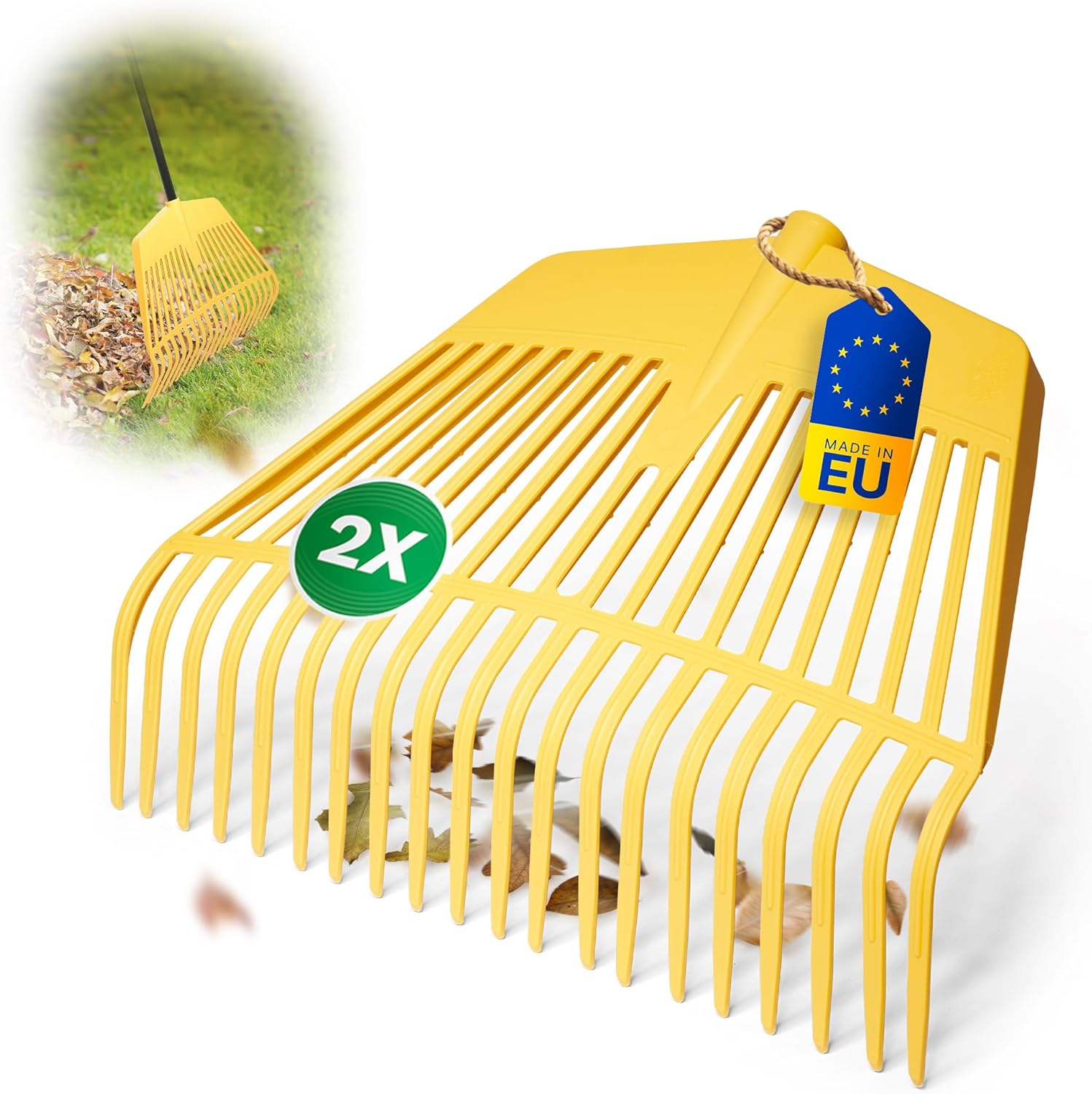 Novatool Laubbesenkopf , 2 in 1 Kombiger&auml;t , Laubbesen und Laubgabel mit 20 Kunststoff-Zinken , Arbeitsbreite 45cm , Laubrechen , Gartenbesen , Rasenrechen , Harke f&uuml;r Gartenabfall , Gartenger&auml;t ohne Stiel 