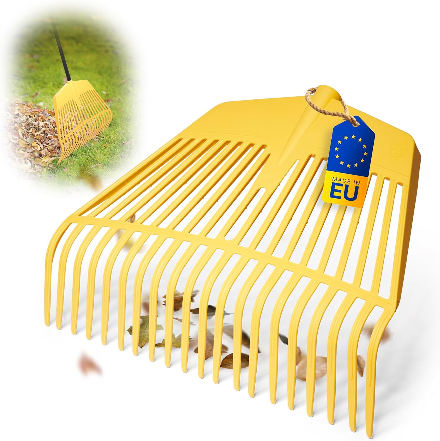 Novatool Laubbesenkopf , 2 in 1 Kombiger&auml;t , Laubbesen und Laubgabel mit 26 Kunststoff-Zinken , Arbeitsbreite 60cm , Laubrechen , Gartenbesen , Rasenrechen , Harke f&uuml;r Gartenabfall , Gartenger&auml;t ohne Stiel 