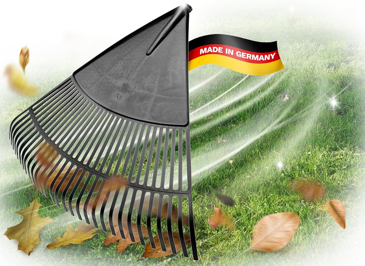Novatool 2X Laubbesenkopf , Laubbesen mit 30 Kunststoff-Zinken , Rechen Arbeitsbreite 75cm , Laubrechen , Gartenbesen , Rasenrechen , Harke , Gartenharke , Landschaftsbesen , Gartenger&auml;t ohne Stiel , Schwarz 