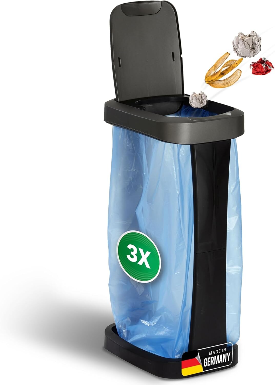 Müllsackständer mit Deckel für 70L-120L Müllsäcke, extra Robust & Fester Stand Outdoor geeignet, gelber Sack Müllständer Gelbersack-Halter Müll Abfall Ständer Mülltonne