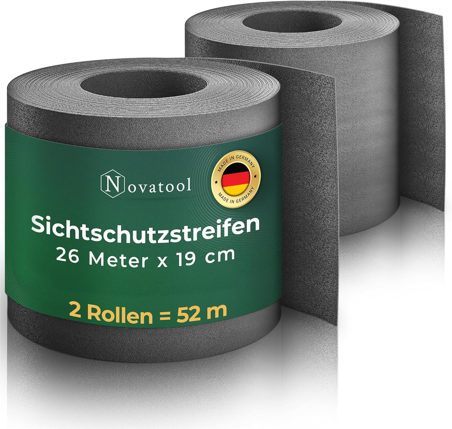 Novatool Premium PP 52m Rollen Nachhaltige Sichtschutzstreifen f&uuml;r Doppelstabmattenzaun Anthrazit f&uuml;r 20 Reihen Stabmattenzaun Sichtschutzstreifen extra stabil UV-Best&auml;ndigkeit Sichtschutz Garten 