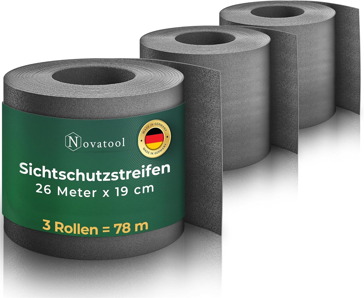 Novatool Premium PP 78m Zaunsichtschutzrollen Anthrazit f&uuml;r Doppelstabmattenzaun f&uuml;r 30 Reihen Sichtschutzstreifen Zaun Gittermattenzaun Sichtschutzstreifen langlebig & witterungsbest&auml;ndig 