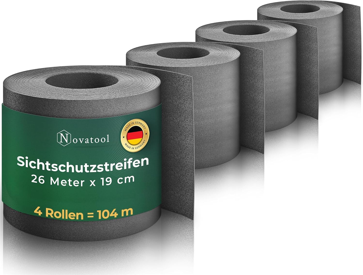 Novatool Premium PP 104m Rolle Sichtschutzstreifen f&uuml;r Doppelstabmattenzaun Anthrazit f&uuml;r 40 Reihen , 1 ,1 mm extra stabil UV-Best&auml;ndigkeit Metallzaun Sichtschutzstreifen Zaunelemente Sichtschutz Zaun 