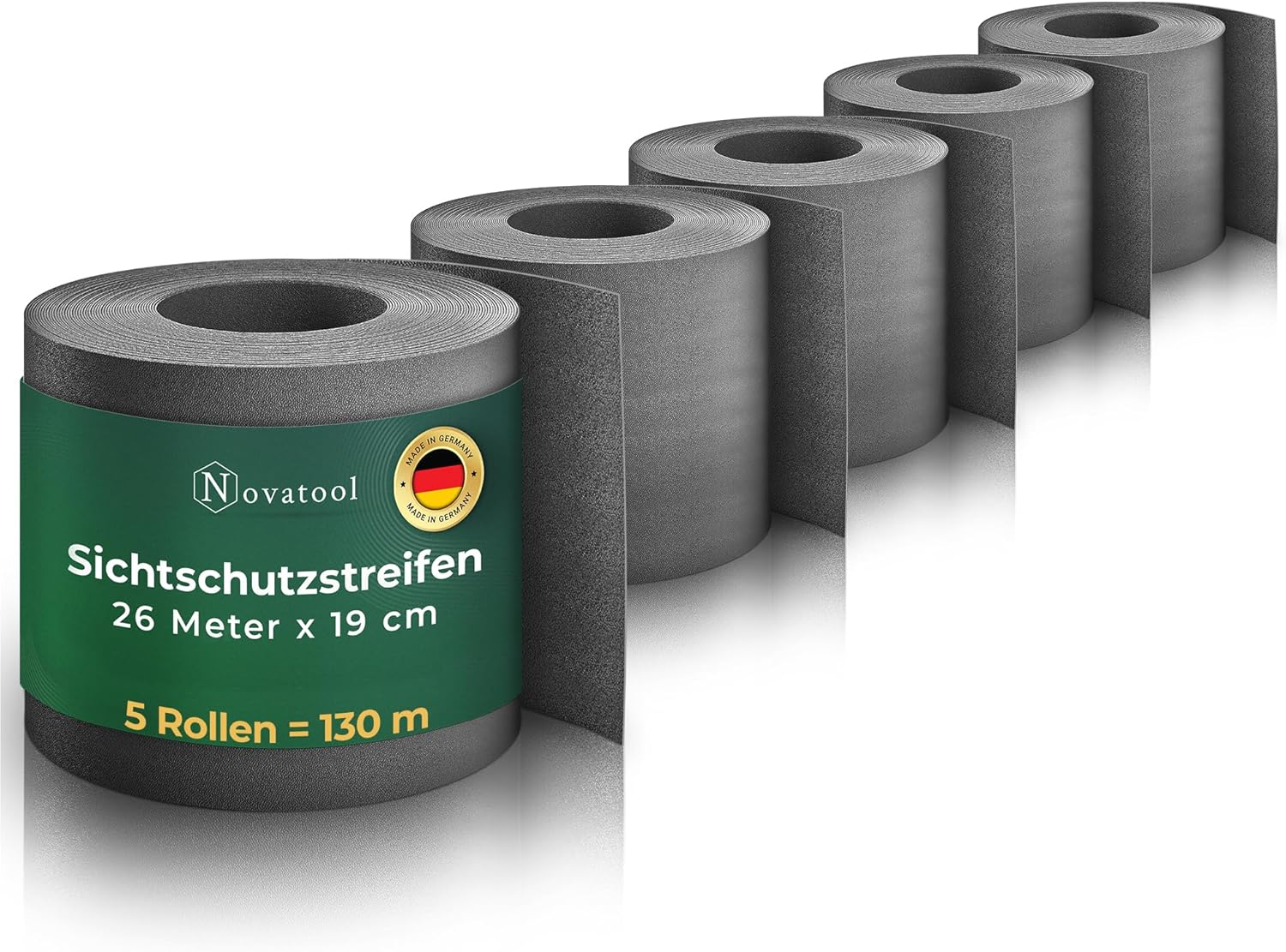 Novatool Premium PP 130m Rollen Nachhaltige Sichtschutzstreifen f&uuml;r Doppelstabmattenzaun Anthrazit f&uuml;r 50 Reihen Stabmattenzaun Sichtschutzstreifen extra stabil UV-Best&auml;ndigkeit Sichtschutz Garten 