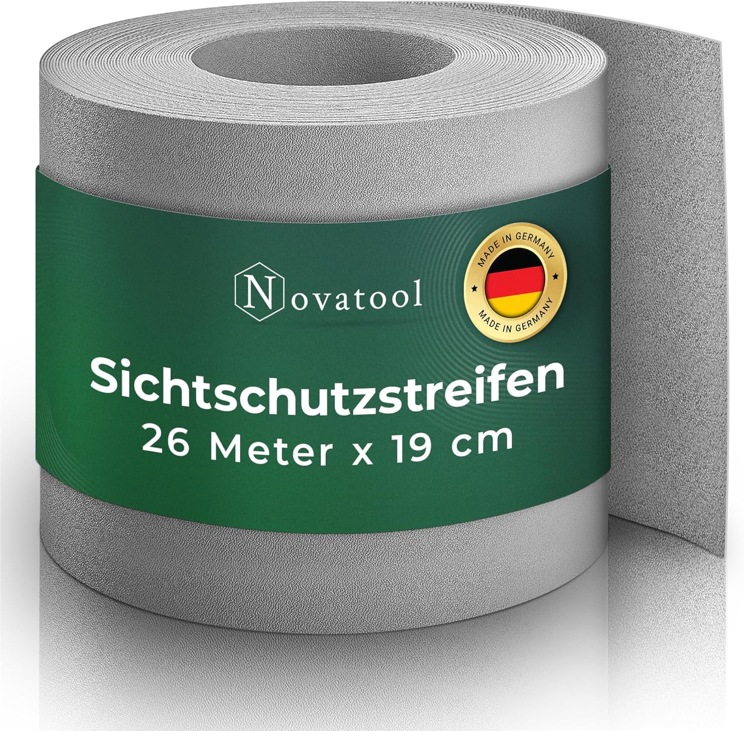 Novatool PREMIUM PP 26m Rolle Sichtschutzstreifen f&uuml;r Doppelstabmattenzaun Fenster Grau f&uuml;r 10 Reihen , 1 ,1 mm extra stabil UV-Best&auml;ndigkeit Metallzaun Sichtschutzstreifen Zaunelemente Sichtschutz Zaun 