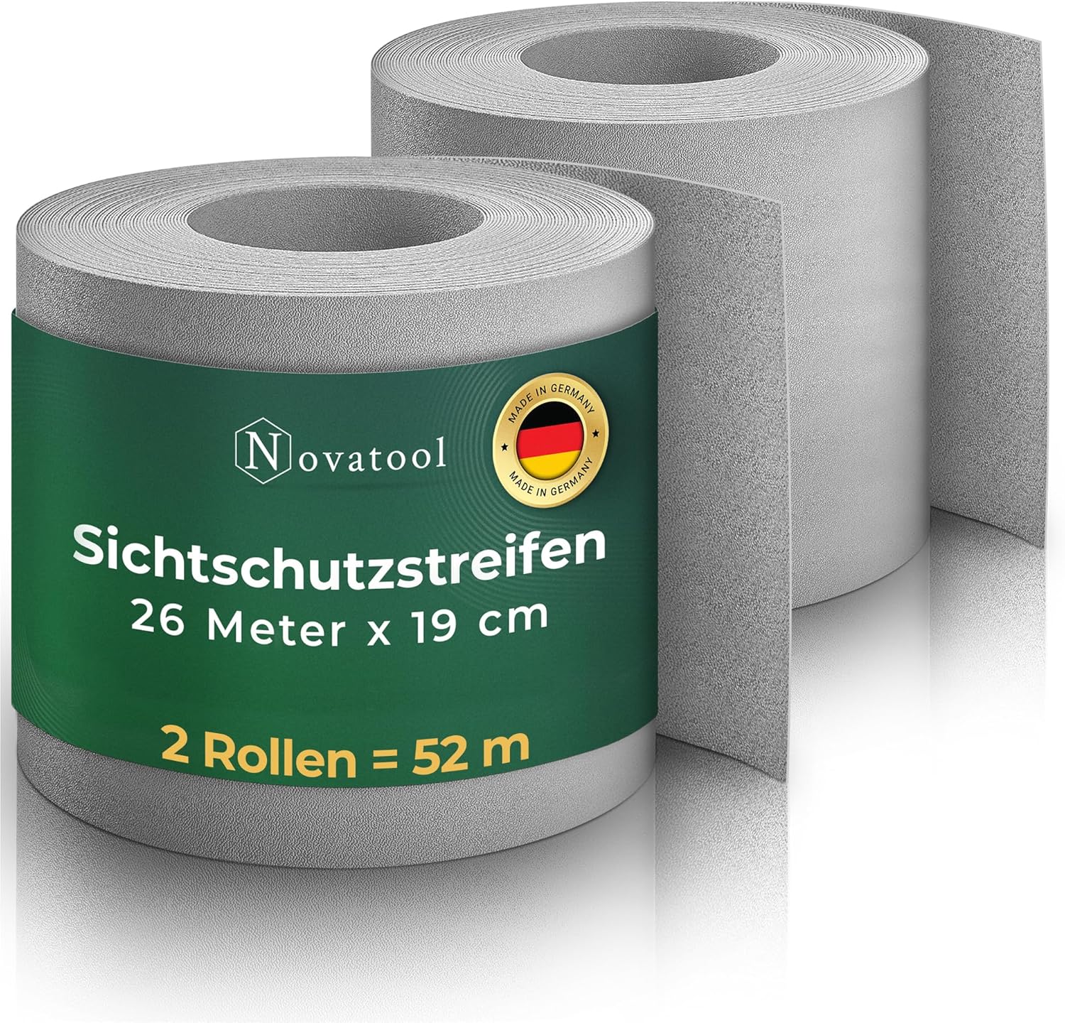 Novatool Premium PP 52m Rollen Nachhaltige Sichtschutzstreifen f&uuml;r Doppelstabmattenzaun Fenster Grau f&uuml;r 20 Reihen Stabmattenzaun Sichtschutzstreifen extra stabil UV-Best&auml;ndigkeit Sichtschutz Garten 