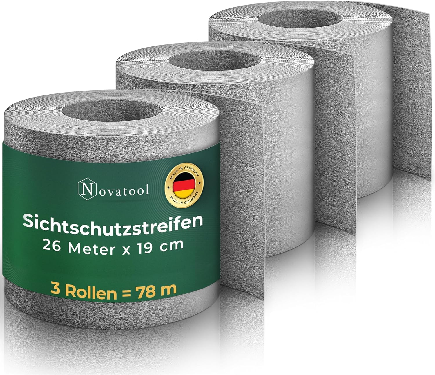 Novatool Premium PP 78m Zaunsichtschutzrollen Fenster Grau f&uuml;r Doppelstabmattenzaun f&uuml;r 30 Reihen Sichtschutzstreifen Zaun Gittermattenzaun Sichtschutzstreifen langlebig & witterungsbest&auml;ndig 
