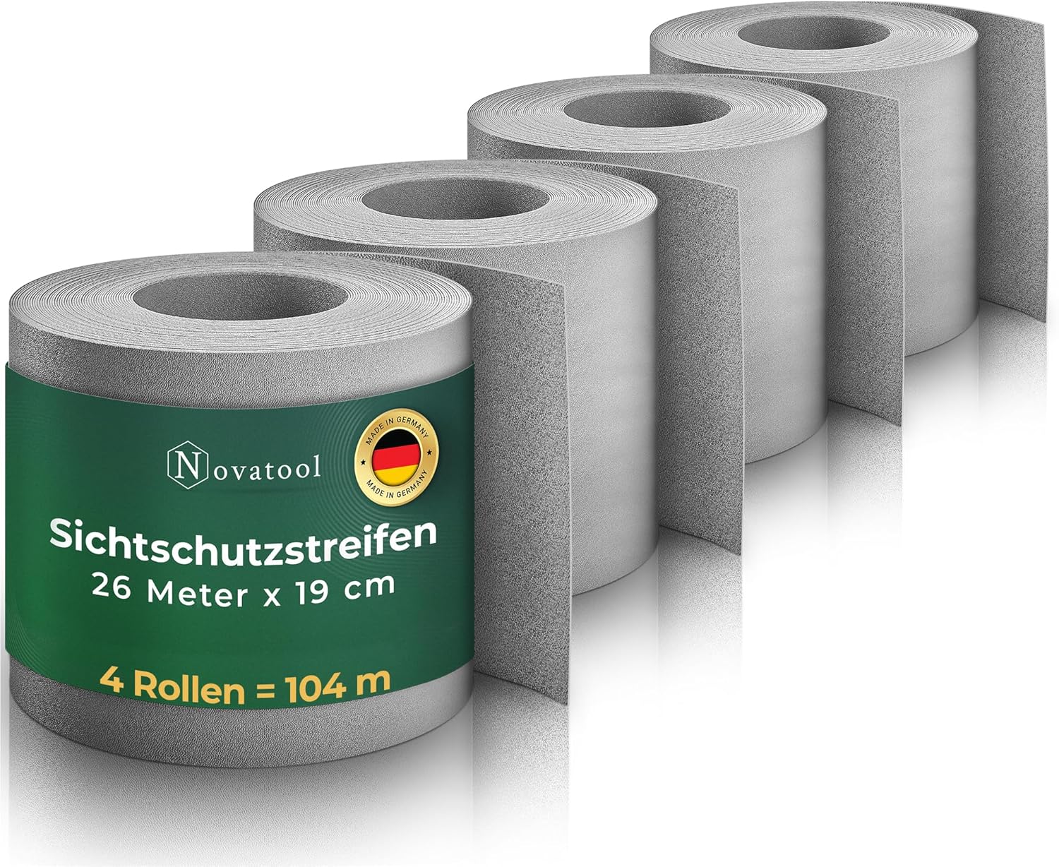 Novatool PREMIUM PP 104m Rolle Sichtschutzstreifen f&uuml;r Doppelstabmattenzaun Fenster Grau f&uuml;r 40 Reihen 1 ,1 mm extra stabil UV-Best&auml;ndigkeit Metallzaun Sichtschutzstreifen Zaunelemente Sichtschutz Zaun 