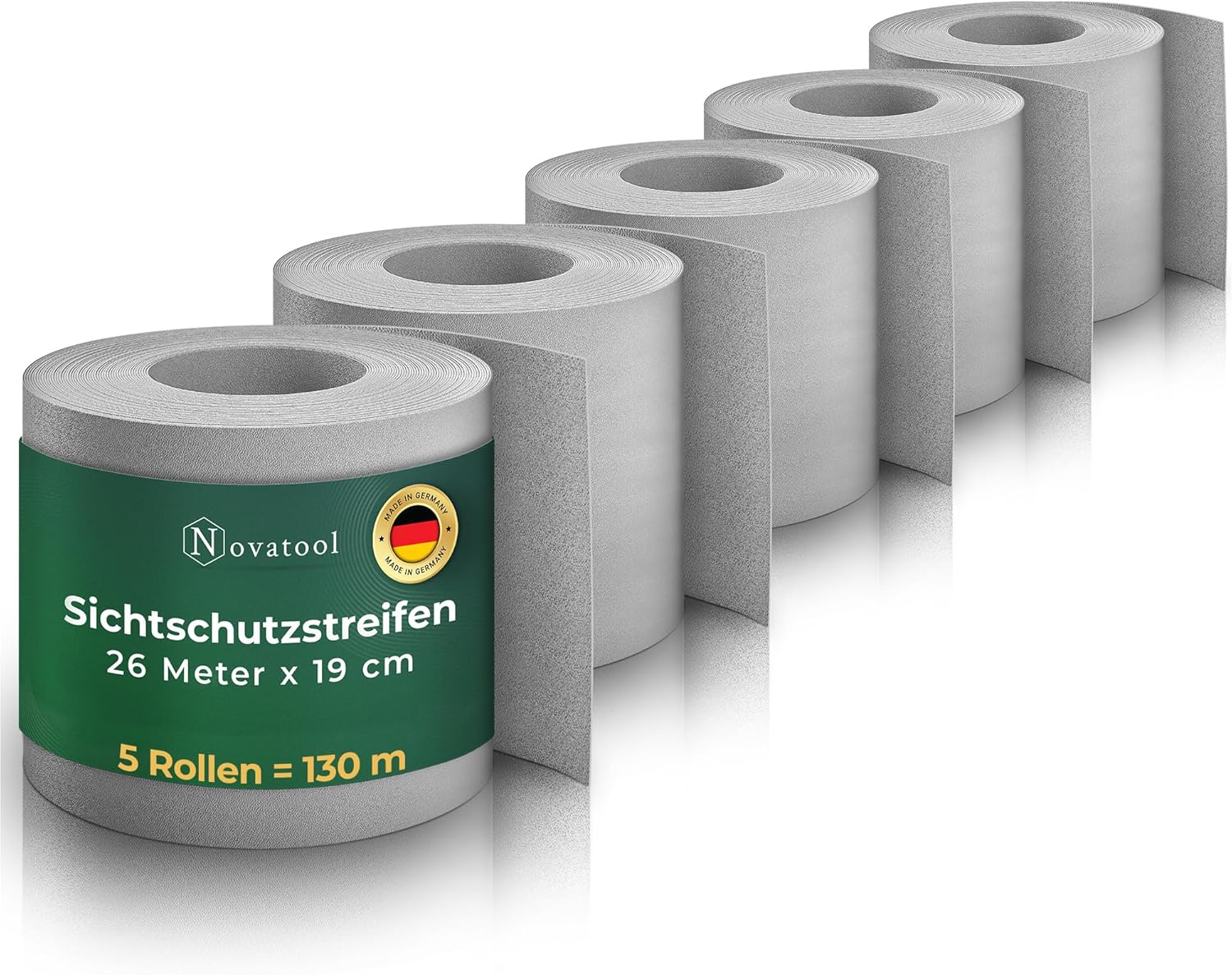 Novatool Premium PP 130m Rollen Nachhaltige Sichtschutzstreifen f&uuml;r Doppelstabmattenzaun Fenster Grau f&uuml;r 50 Reihen Stabmattenzaun Sichtschutzstreifen extra stabil UV-Best&auml;ndigkeit Sichtschutz Garten 