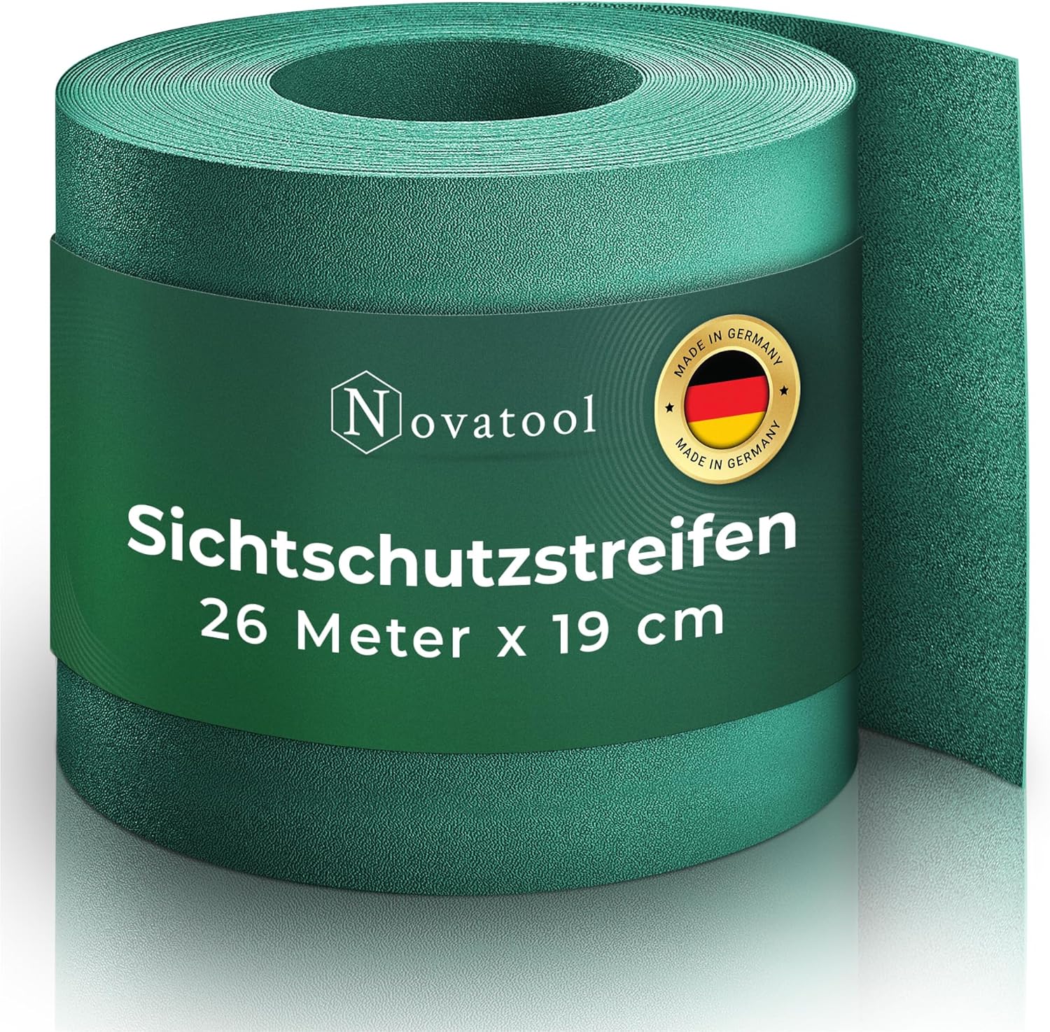 Novatool Premium PP 26m Rolle Sichtschutzstreifen f&uuml;r Doppelstabmattenzaun Gr&uuml;n f&uuml;r 10 Reihen , 1 ,1 mm extra stabil UV-Best&auml;ndigkeit Metallzaun Sichtschutzstreifen Zaunelemente Sichtschutz Zaun 