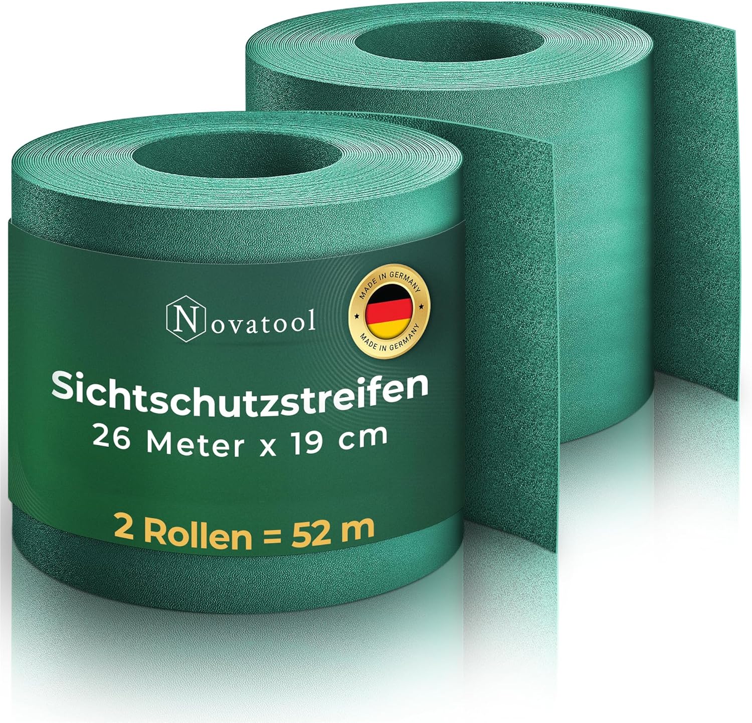 Novatool Premium PP 52m Rollen Nachhaltige Sichtschutzstreifen f&uuml;r Doppelstabmattenzaun Gr&uuml;n f&uuml;r 20 Reihen Stabmattenzaun Sichtschutzstreifen extra stabil UV-Best&auml;ndigkeit Sichtschutz Garten 