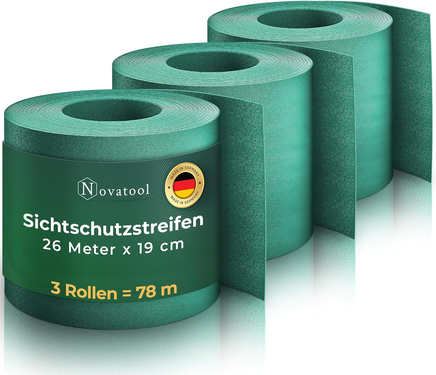 Novatool Premium PP 78m Zaunsichtschutzrollen Gr&uuml;n f&uuml;r Doppelstabmattenzaun f&uuml;r 30 Reihen Sichtschutzstreifen Zaun Gittermattenzaun Sichtschutzstreifen langlebig & witterungsbest&auml;ndig 