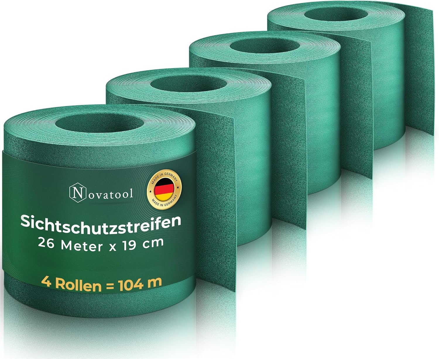 Novatool Premium PP 104m Rolle Sichtschutzstreifen f&uuml;r Doppelstabmattenzaun Gr&uuml;n f&uuml;r 40 Reihen , 1 ,1 mm extra stabil UV-Best&auml;ndigkeit Metallzaun Sichtschutzstreifen Zaunelemente Sichtschutz Zaun 
