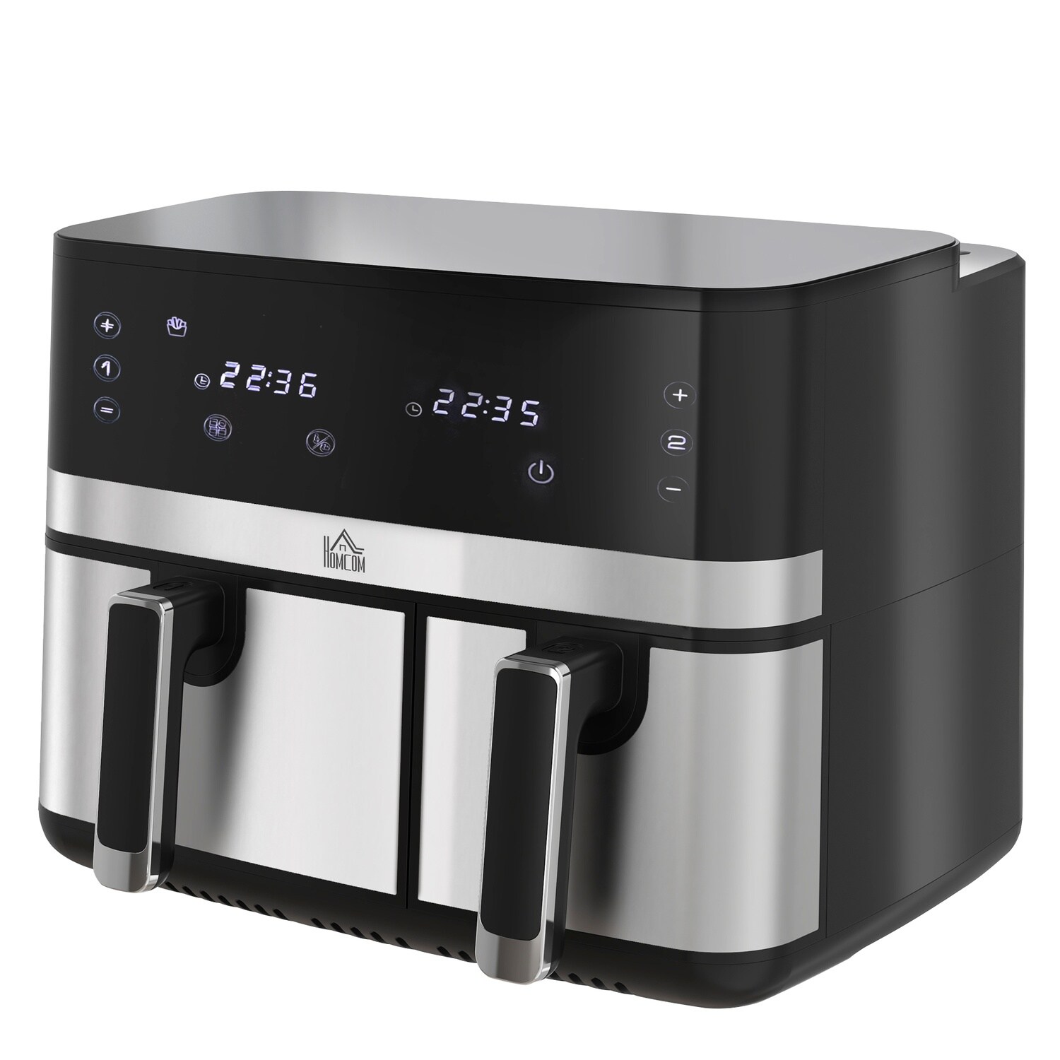 Heißluftfritteuse Doppelkammer 8In1 Rezeptur Airfryer Antihaftbeschichtung Touchscreen Smart Timer Ohne Öl Schwarz