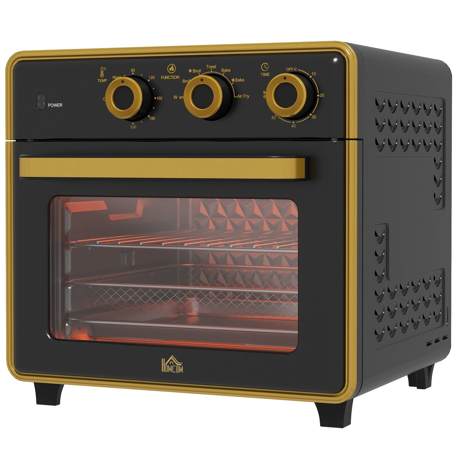 Minibackofen , Pizza-Ofen Mit Umluftfunktion, Heißluftofen Mit Backblech, Grillrost, 90-230?, 1400 W Elektrischer Mini Ofen Mit 1 Std. Timer