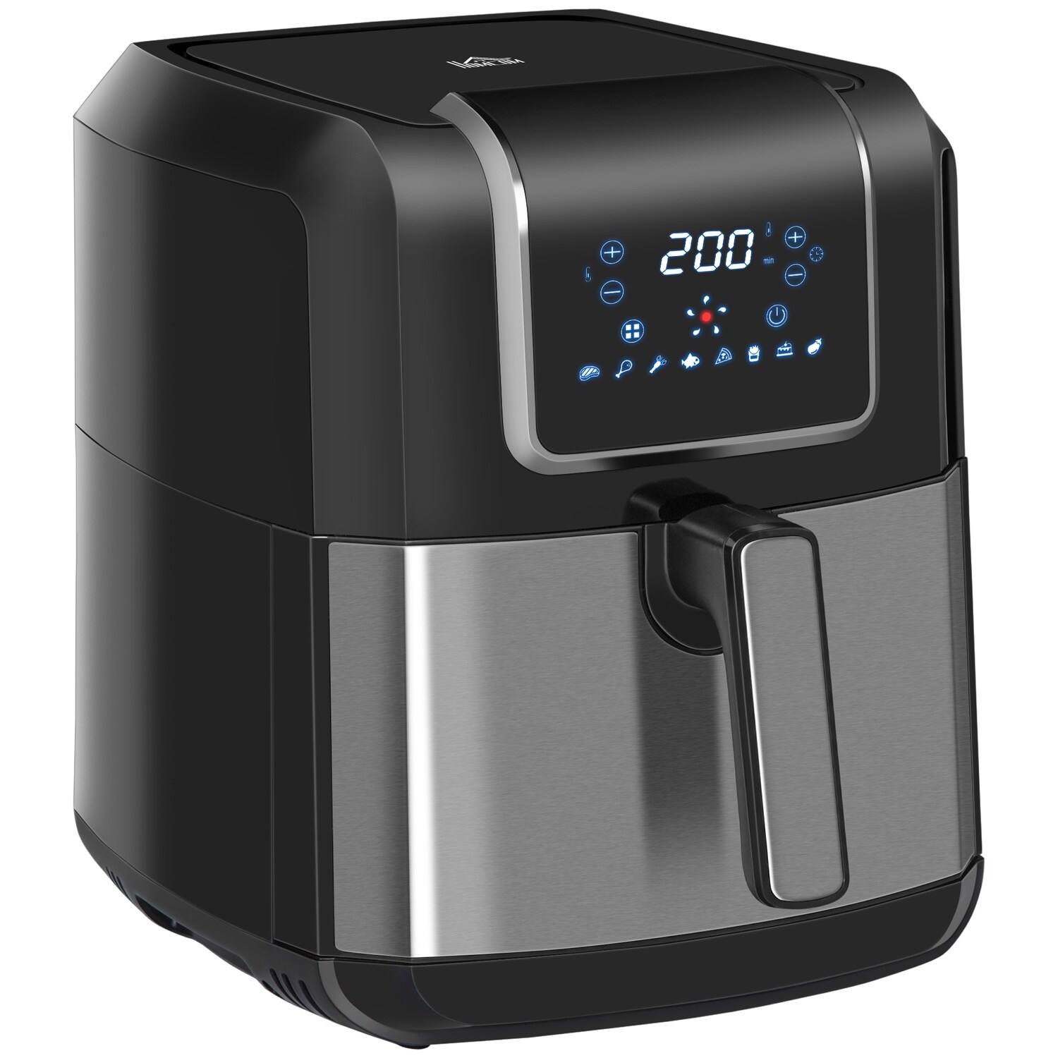 Heißluftfritteuse 1700W Mit 8 Menüs Led-Display Antihaftbeschichteter Korb Für Gesundes Ölfreies Kochen Schwarz 36,5 X 29 X 33,8 Cm
