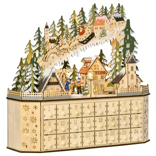 Adventskalender Zum Befüllen 24 Schubladen Fächer Weihnachtskalender Mit Led-Lichtern Adventskalenderbox Weihnachtsdekoration Diy 45X13X43 Cm 