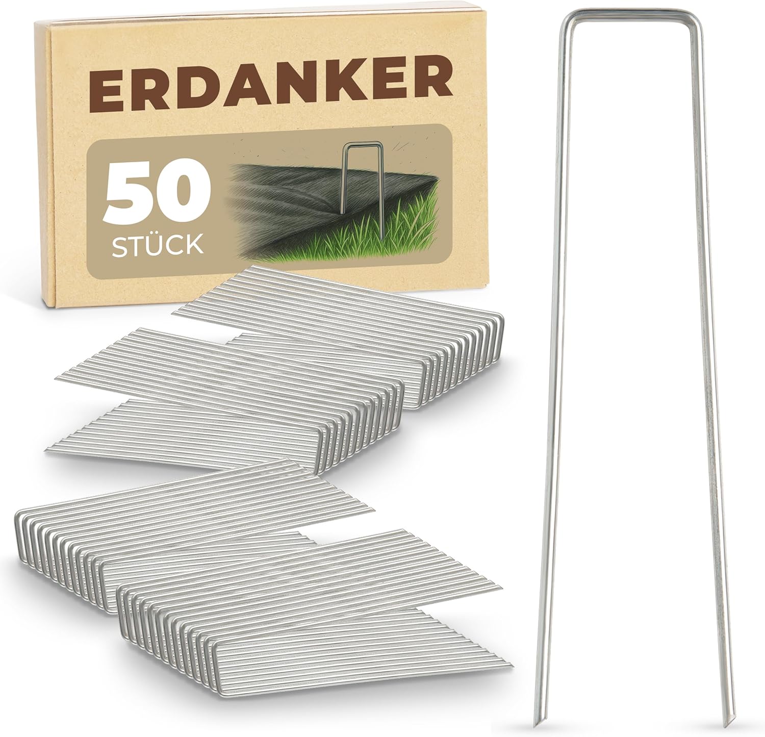 Novatool Heringe Erdanker 150x30x3mm 50 St&uuml;ck , rostfrei langlebig & extrem stabil , Erdn&auml;gel Bodenhaken Erdhaken Bodenbefestigung Bodenverankerung , f&uuml;r Zelt Garten Unkrautvlies Landschaftsbau 