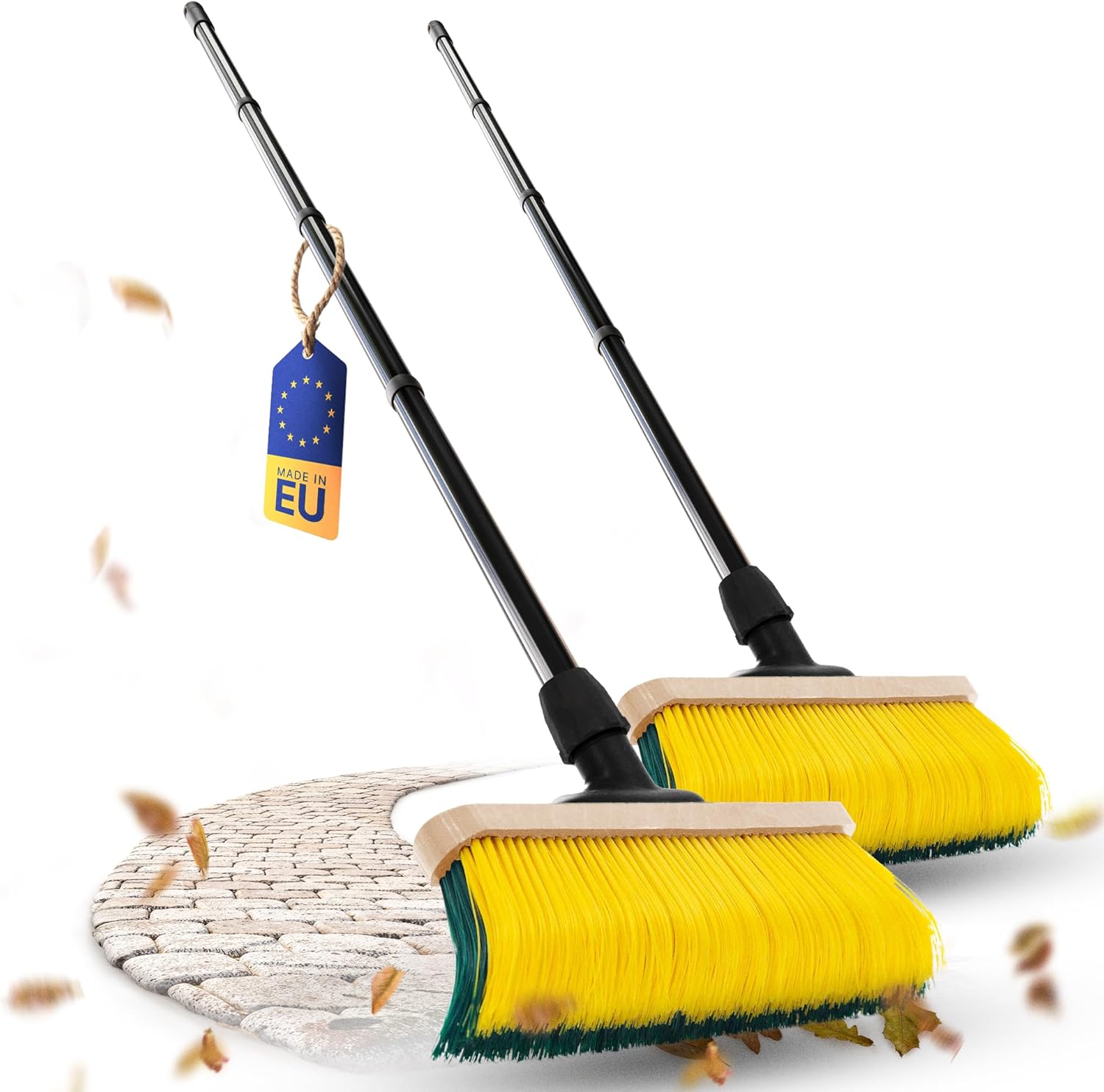 Novaliv 2X Premium Krallenbesen mit Stiel 50cm , Spezialbesen gebogenen Borsten - Ideal als Gartenbesen , Kratzbesen , Kunstrasen Besen , Optimal f&uuml;r Camping , Stra&szlig;enbesen , Kehrbesen 