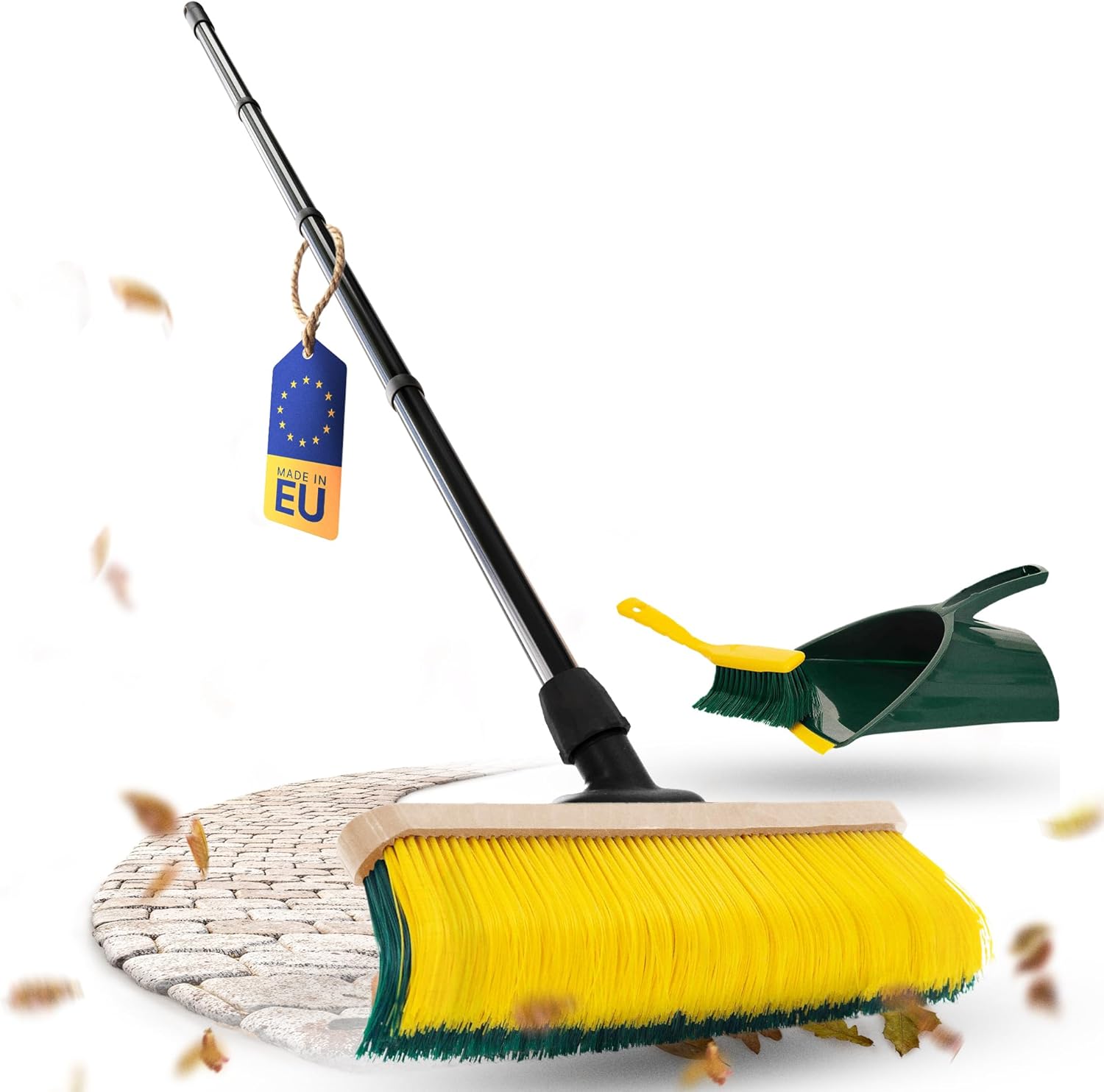 Novaliv Krallenbesen mit Stiel 60cm inkl. Jumbo Kehrgarnitur , Spezialbesen gebogenen Borsten Borsten -Ideal als Gartenbesen , Kratzbesen , Kunstrasen Besen , Optimal f&uuml;r Camping 