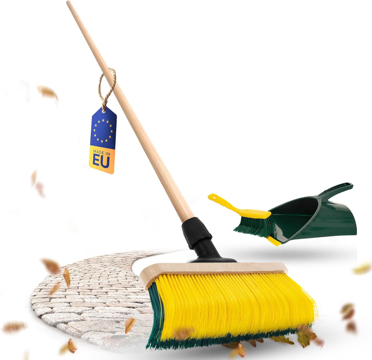 Novaliv Premium Krallenbesen mit Stiel 50cm inkl. Jumbo Kehrgarnitur , Spezialbesen gebogenen Borsten - Ideal als Gartenbesen , Kratzbesen , Kunstrasen Besen , Optimal f&uuml;r Camping , Stra&szlig;enbesen Kehrbesen 
