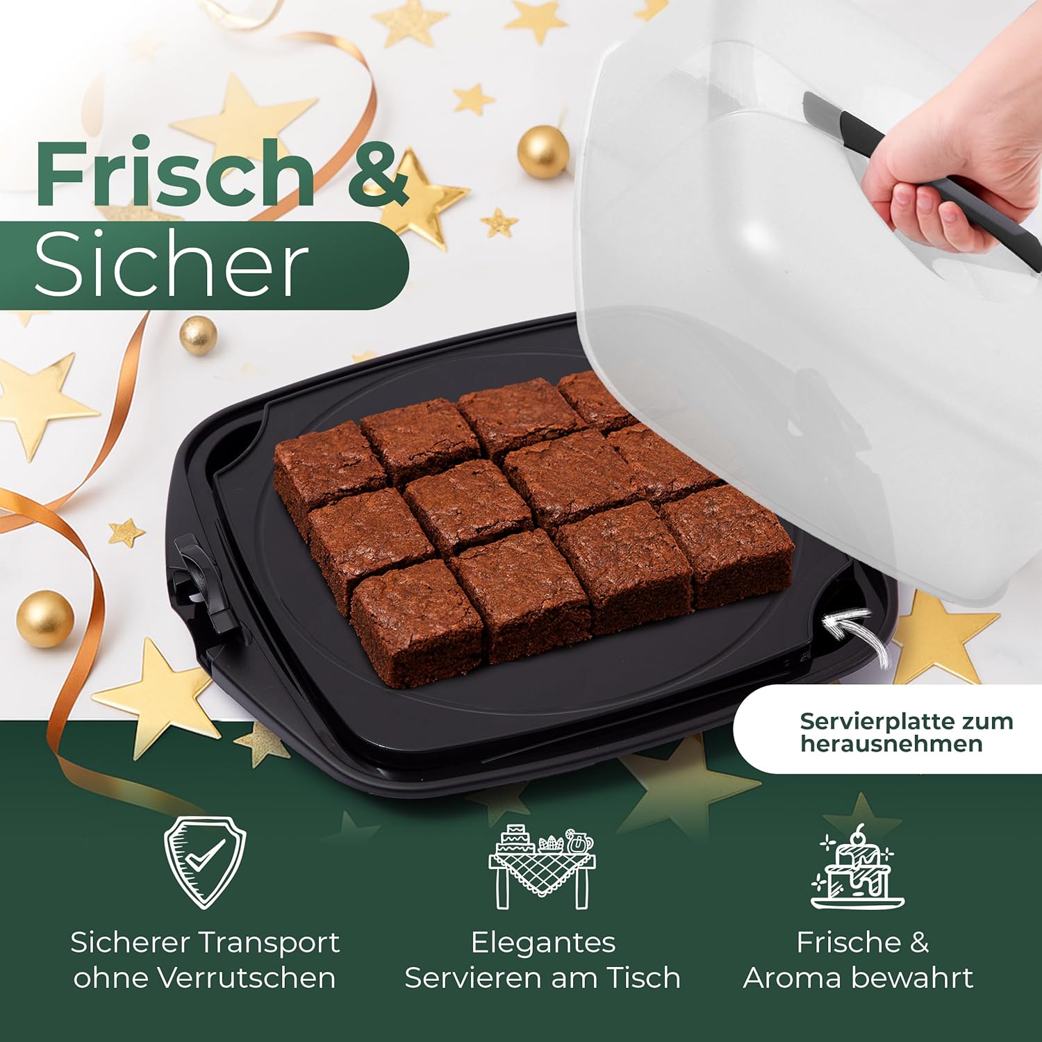 Novaliv 2x Kuchen-Transportbox (Rechteckig 38 x 33 x 15 cm), Aufbewahrungsbox mit Deckel für Kuchen & Torten, Tortentransportbox Tortenglocke Tortenbehälter, Zubehör Box Dessert Aufbewahrung bei Marktkauf online bestellen
