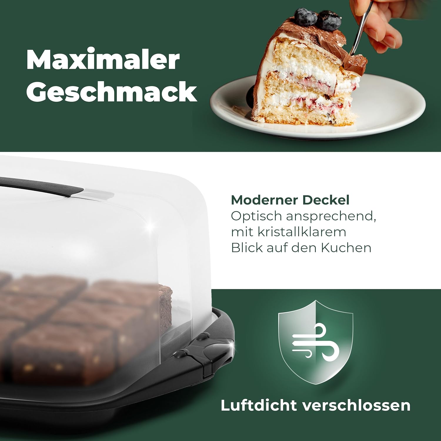 Novaliv 2x Kuchen-Transportbox (Rechteckig 38 x 33 x 15 cm), Aufbewahrungsbox mit Deckel für Kuchen & Torten, Tortentransportbox Tortenglocke Tortenbehälter, Zubehör Box Dessert Aufbewahrung bei Marktkauf online bestellen