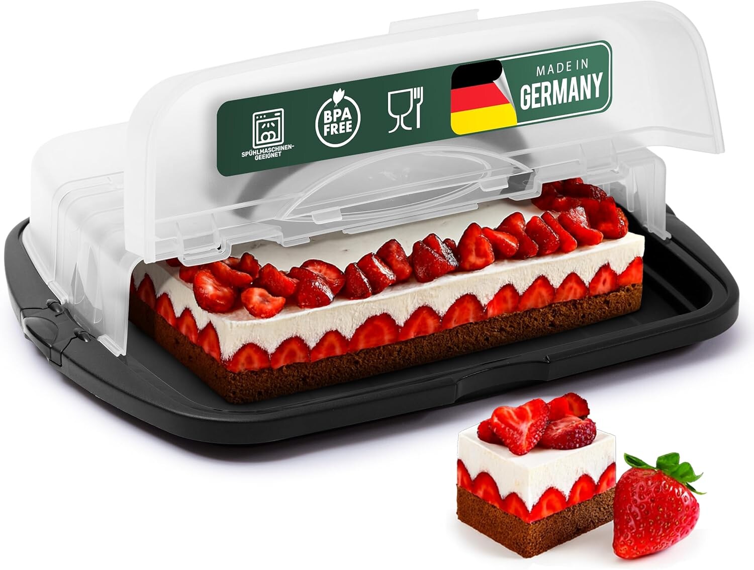Novaliv 3er-Set Kuchen-Transportbox XL (Rechteckig 47 x 35 x 11 cm), Aufbewahrungsbox aufklappbar, Party-Box Container Tortentransportbox Tortenbehälter Behälter, Kuchen Torten Muffins Feier Buffet