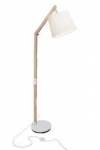 BRILLIANT Lampe Carlyn Standleuchte 1flg holz hell/weiß | 1x A60, E27, 60W, geeignet für Normallampen (nicht enthalten) | Mit Fußschalter 