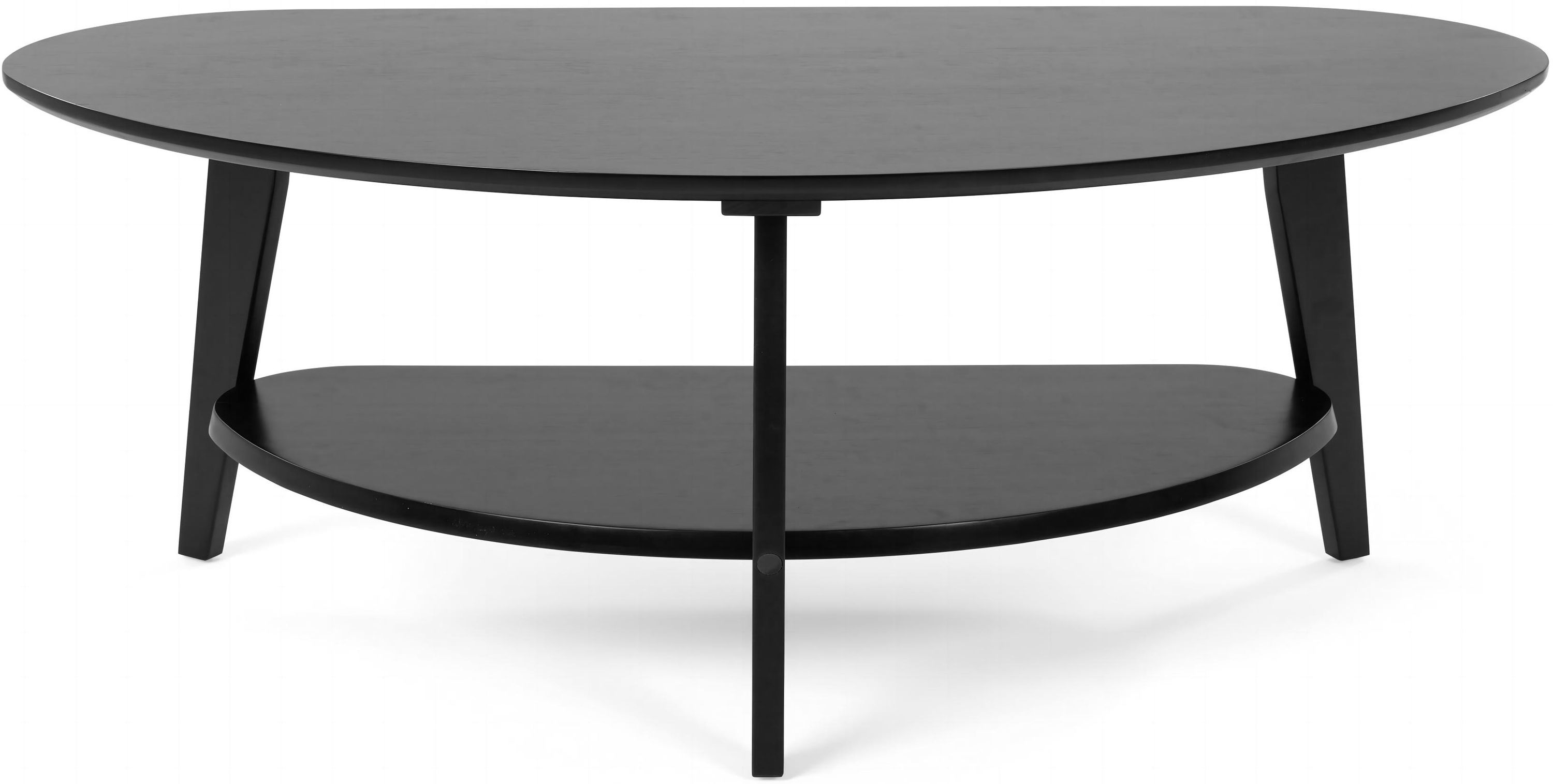 needs&wants&reg; Couchtisch 100% Bambus oval halb-rund, Wohnzimmertisch Holz schwarz, Sofatisch dreibein mit Ablage Stauraum 