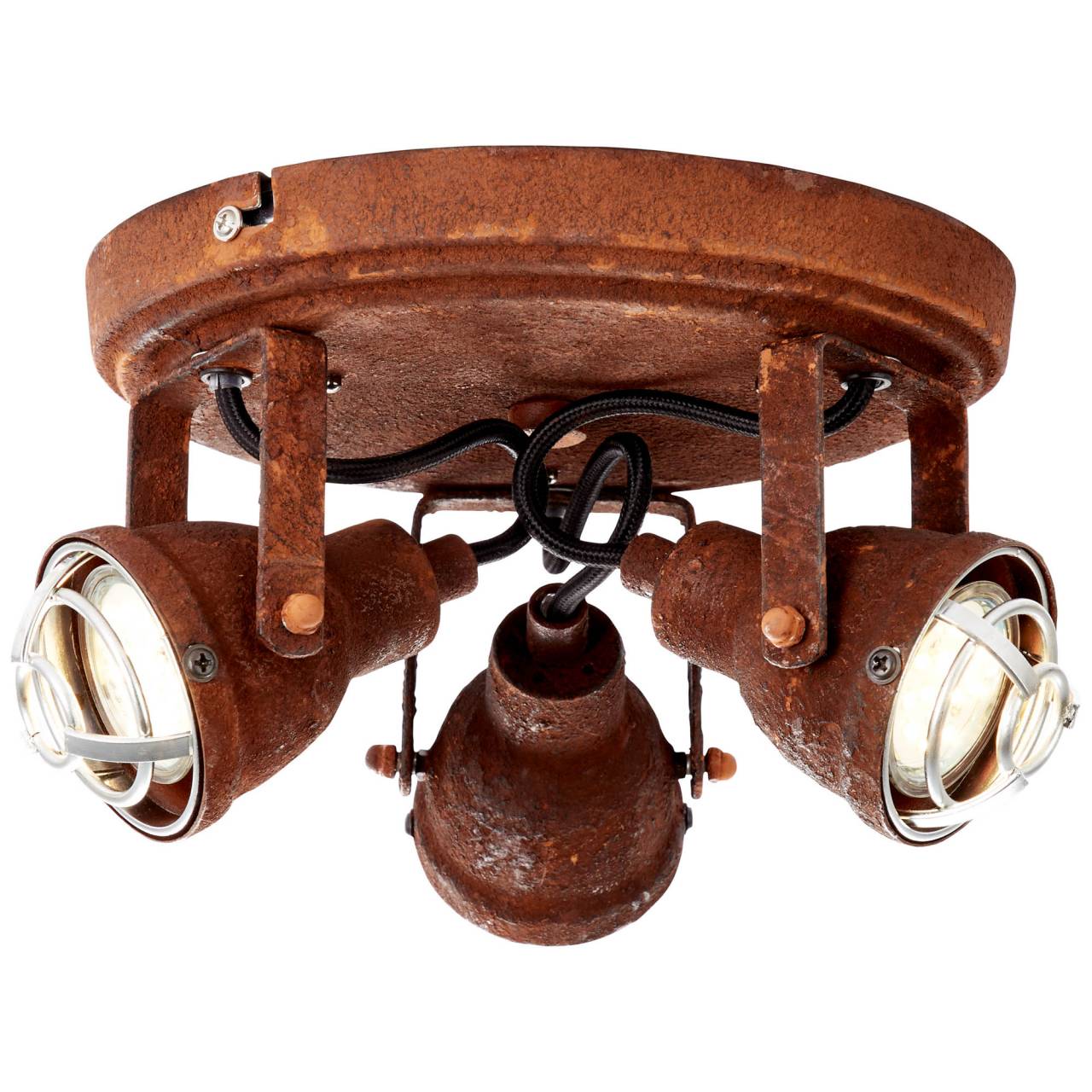 BRILLIANT Lampe Bente Spotrondell 3flg rostfarbend | 3x PAR51, GU10, 4W, geeignet f&uuml;r Reflektorlampen (nicht enthalten) | K&ouml;pfe schwenkbar 