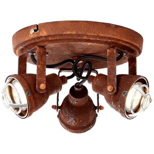BRILLIANT Lampe Bente Spotrondell 3flg rostfarbend | 3x PAR51, GU10, 4W, geeignet für Reflektorlampen (nicht enthalten) | Köpfe schwenkbar 