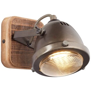 BRILLIANT Lampe Carmen Wood Wandspot burned steel/holz | 1x PAR51, GU10, 5W, geeignet für Reflektorlampen (nicht enthalten) | Kopf schwenkbar 