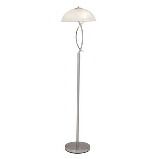 BRILLIANT Lampe Boston Standleuchte eisen/weiß-alabaster | 2x D45, E14, 40W, geeignet für Tropfenlampen (nicht enthalten) | Mit Fußschalter 