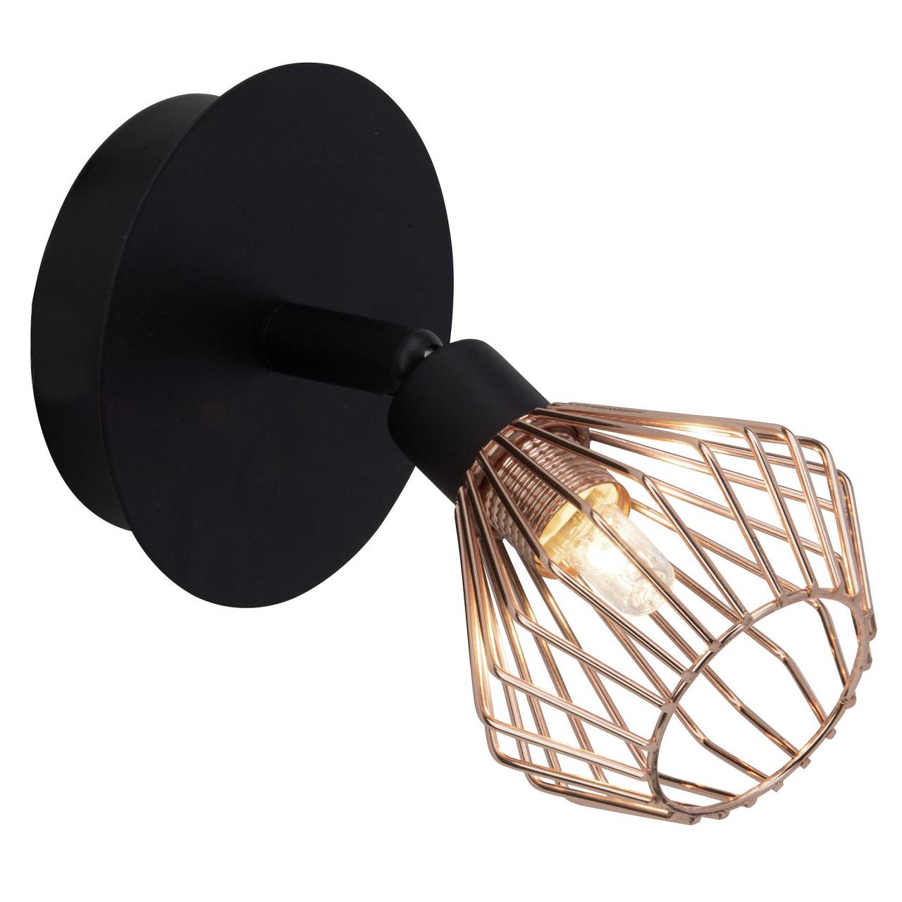BRILLIANT Lampe Dalma Wandspot schwarz/kupfer | 1x QT14, G9, 33W, geeignet f&uuml;r Stiftsockellampen (nicht enthalten) | Kopf schwenkbar 