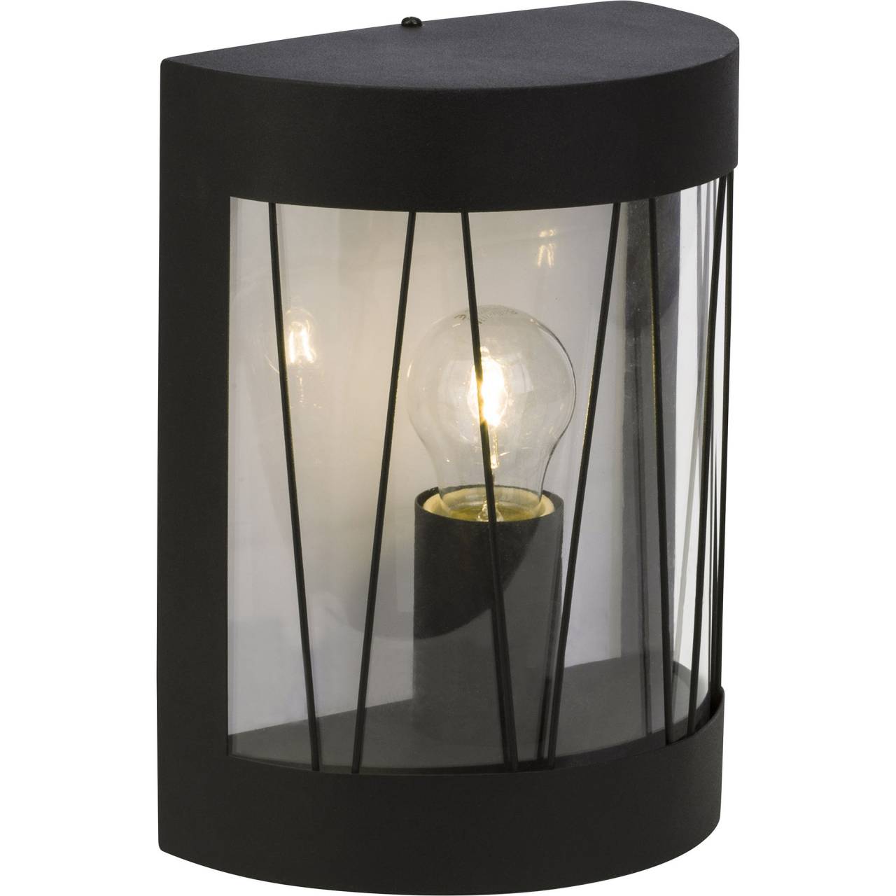 BRILLIANT Lampe Reed Au&szlig;enwandleuchte schwarz matt | 1x A60, E27, 40W, geeignet f&uuml;r Normallampen (nicht enthalten) | IP-Schutzart: 44 - spritzwassergesch&uuml;tzt 