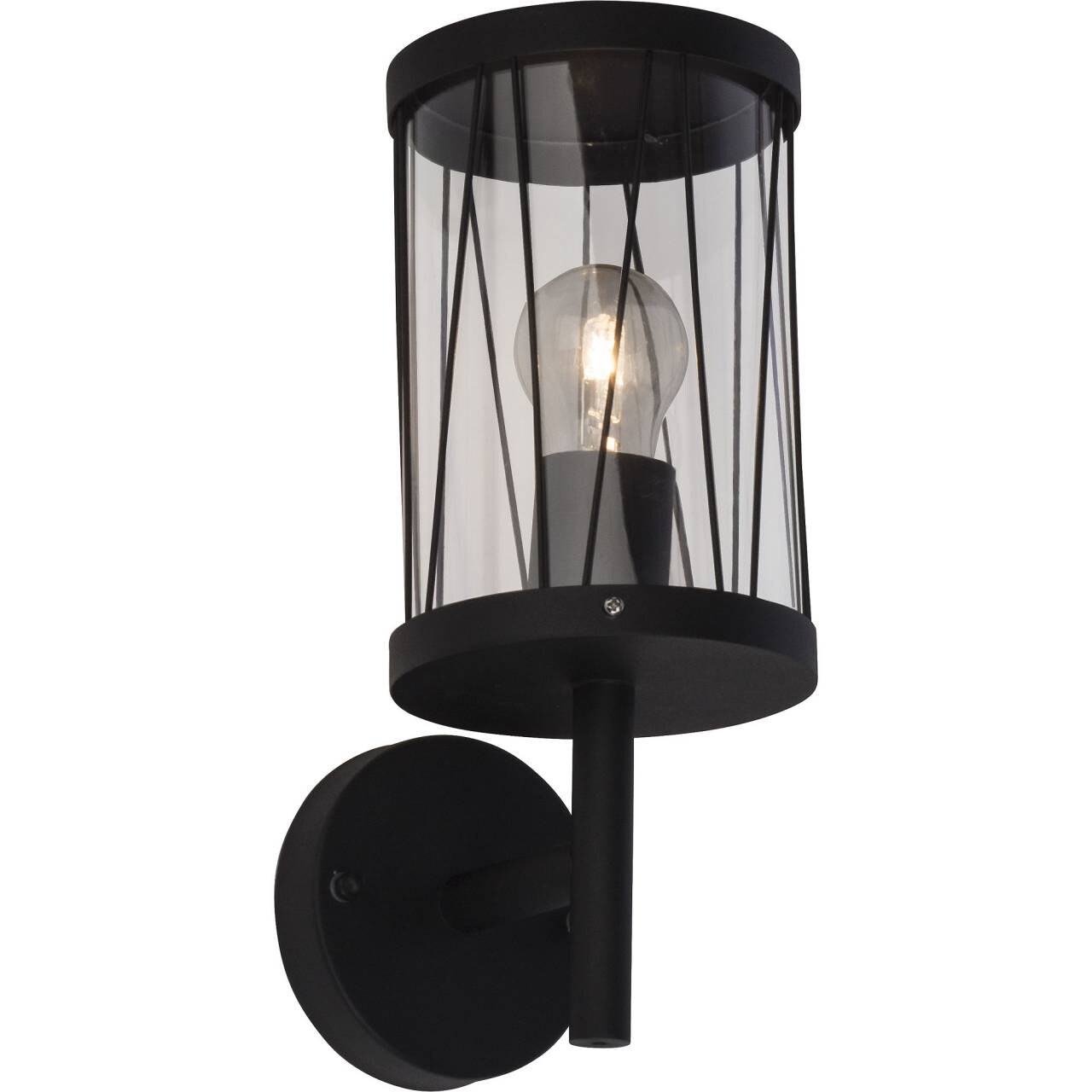 BRILLIANT Lampe Reed Au&szlig;enwandleuchte stehend schwarz matt | 1x A60, E27, 60W, geeignet f&uuml;r Normallampen (nicht enthalten) | IP-Schutzart: 44 - spritzwassergesch&uuml;tzt 