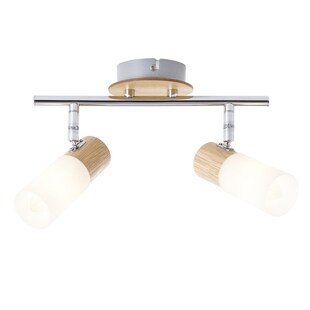 BRILLIANT Lampe Babsan Spotrohr 2flg holz hell/weiß | 2x C35, E14, 3.5W, geeignet für Kerzenlampen (nicht enthalten) | Köpfe schwenkbar 