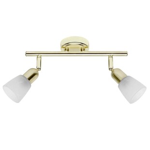 BRILLIANT Lampe Sofia Spotrohr 2flg messing/weiß-alabaster | 2x D45, E14, 40W, geeignet für Tropfenlampen (nicht enthalten) | Köpfe schwenkbar 
