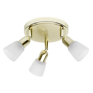 BRILLIANT Lampe Sofia Spotrondell 3flg messing/weiß-alabaster | 3x D45, E14, 40W, geeignet für Tropfenlampen (nicht enthalten) | Köpfe schwenkbar 