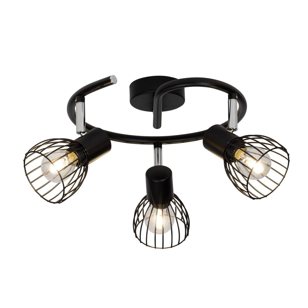 BRILLIANT Lampe Blacky Spotspirale 3flg schwarz | 3x D45, E14, 40W, geeignet f&uuml;r Tropfenlampen (nicht enthalten) | F&uuml;r LED-Leuchtmittel geeignet 